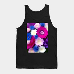 PRETTY PINK AND PURPLE AND BLUE FLORAL PRINT Tank Top